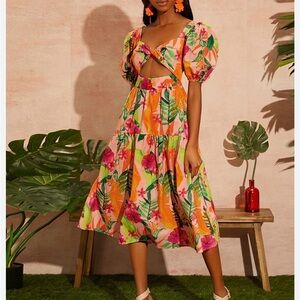 SHEIN Puff Sleeve twist front Dress